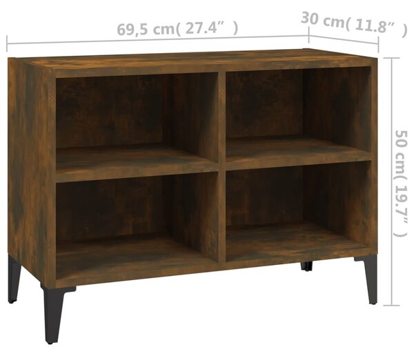Füstös tölgyszínű TV-szekrény fémlábakkal 69,5 x 30 x 50 cm
