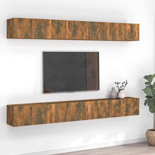 8 db füstös tölgy színű szerelt fa TV-szekrény 60 x 30 x 30 cm