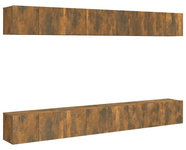 8 db füstös tölgy színű szerelt fa TV-szekrény 60 x 30 x 30 cm