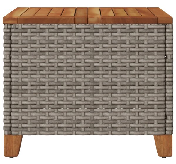 Szürke polyrattan és akácfa kerti asztal 45 x 45 x 37 cm