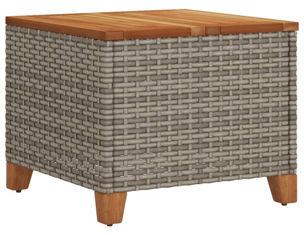 Szürke polyrattan és akácfa kerti asztal 45 x 45 x 37 cm