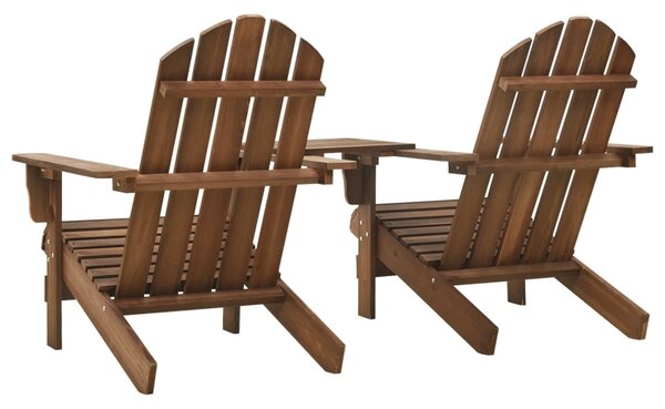 Barna tömör fenyőfa kerti Adirondack székek teázóasztallal