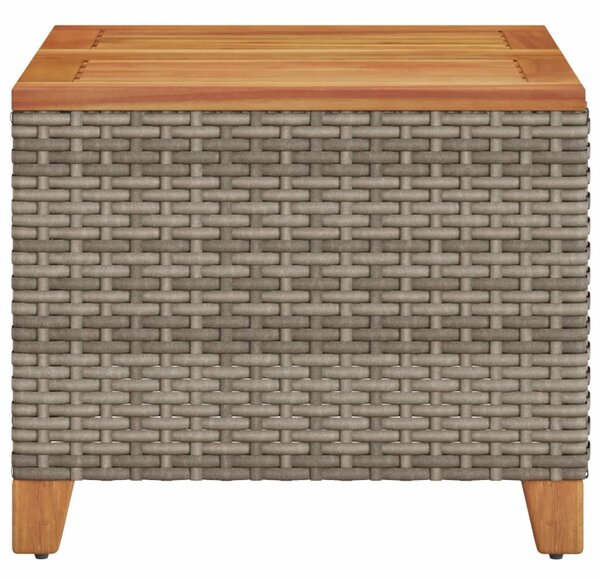 Szürke polyrattan és akácfa kerti asztal 45 x 45 x 37 cm