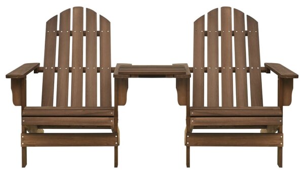 Barna tömör fenyőfa kerti Adirondack székek teázóasztallal