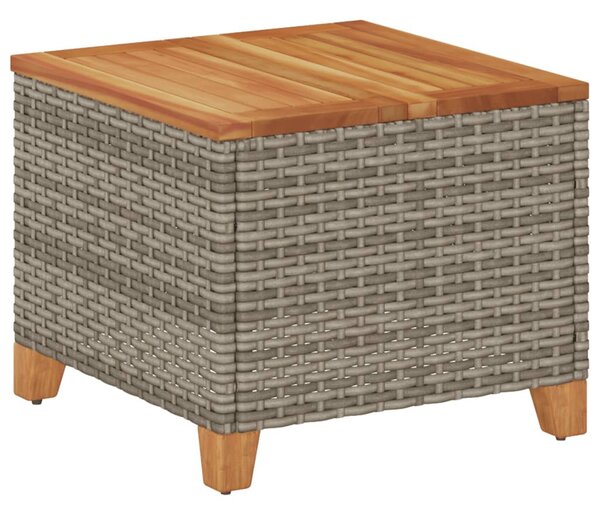Szürke polyrattan és akácfa kerti asztal 45 x 45 x 37 cm