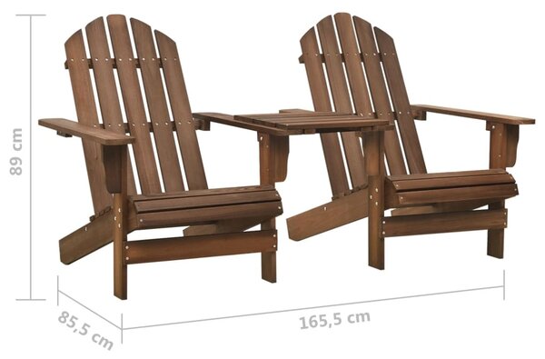 Barna tömör fenyőfa kerti Adirondack székek teázóasztallal