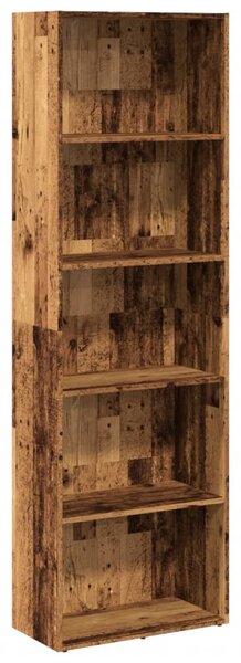 Antik fa színű szerelt fa könyvespolc 60 x 30 x 189 cm