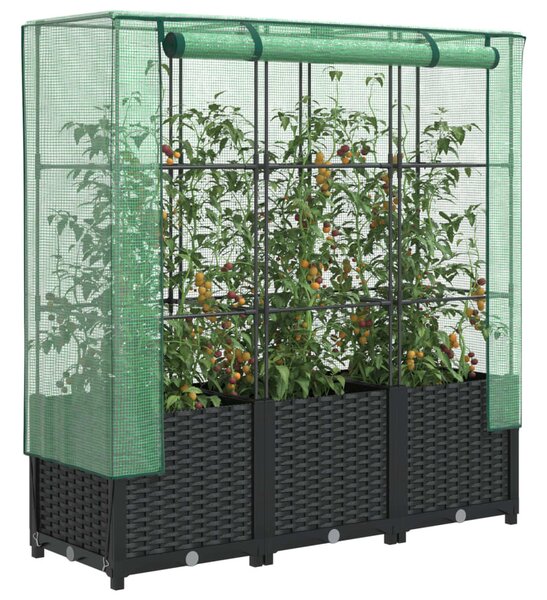 Rattan megjelenésű magaságyás melegháztakaróval 120x40x138 cm