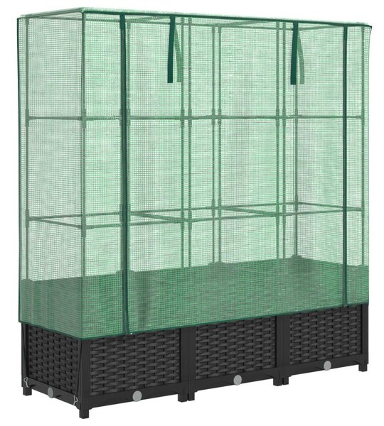 Rattan megjelenésű magaságyás melegháztakaróval 120x40x138 cm