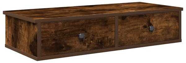 Falipolc fiókokkal füstölt tölgy 80x31x17 cm műszaki fa