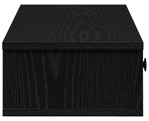 Falipolc fiókokkal fekete 60x28x15 cm műszaki fa