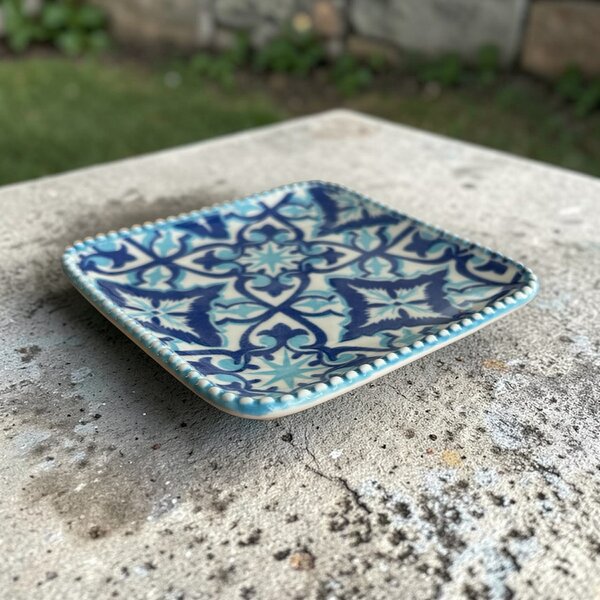 Kisméretű kerámia kocka alakú tálka 10×1,5 cm-es méretben
