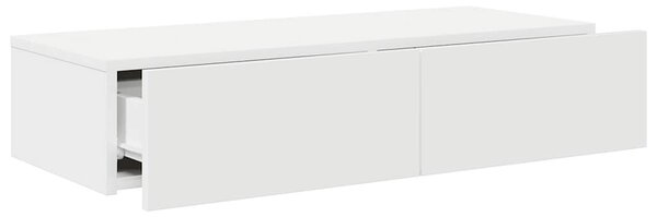 Falipolc fiókokkal fehér 80x33x17 cm műszaki fa