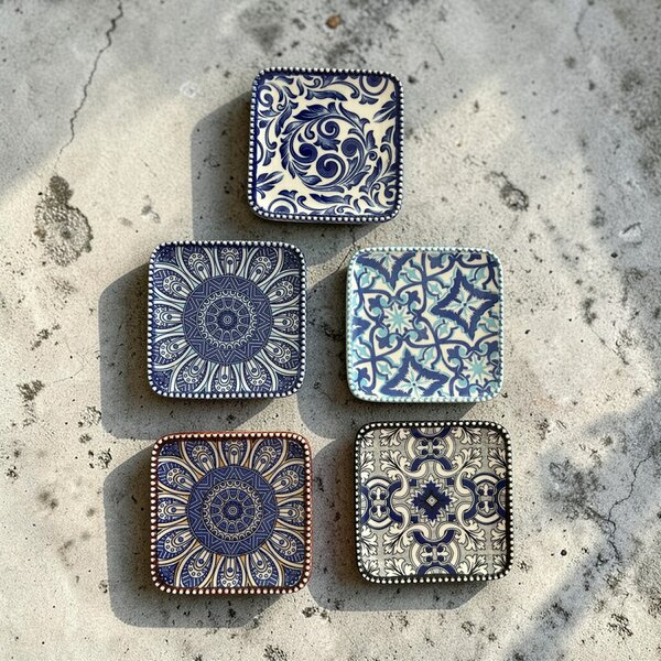 Kisméretű kerámia kocka alakú tálka 10×1,5 cm-es méretben