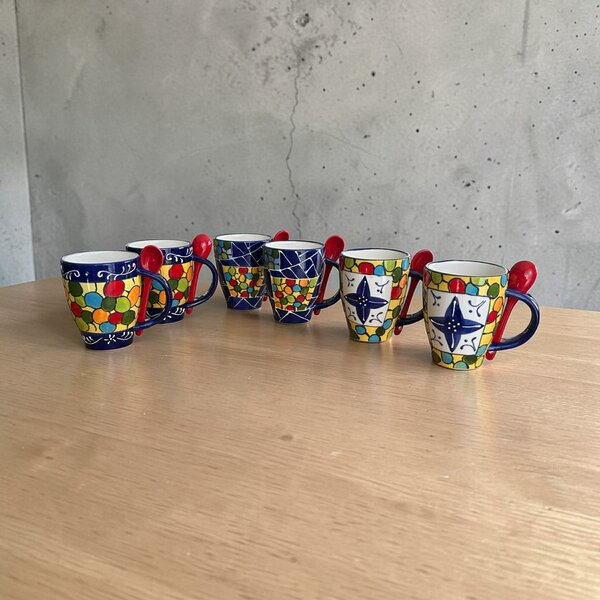Tarka kerámia bögre kanállal 8 cm x 10,5 cm méretben