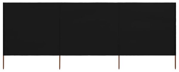Fekete szövet 3-paneles szélfogó 400 x 120 cm