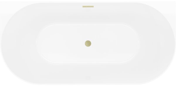 Mexen Oval Slim, szabadon álló, falhoz szerelhető kád, 170 x 80 cm, fehér-fekete, matt arany túlfolyóval, 52661708075-55
