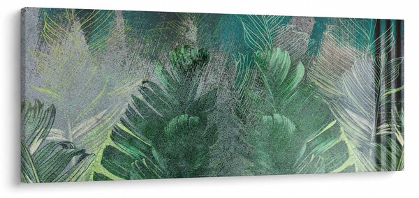 Kép - Beton textúra levelekkel (120x50 cm)
