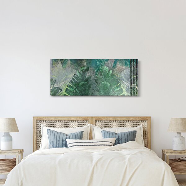 Kép - Beton textúra levelekkel (120x50 cm)