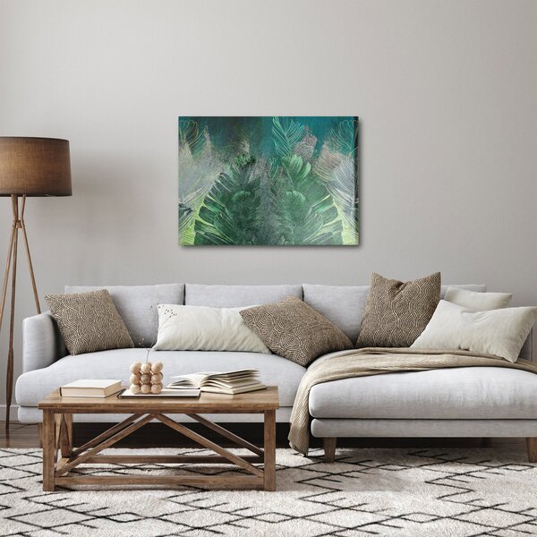 Kép - Beton textúra levelekkel (70x50 cm)