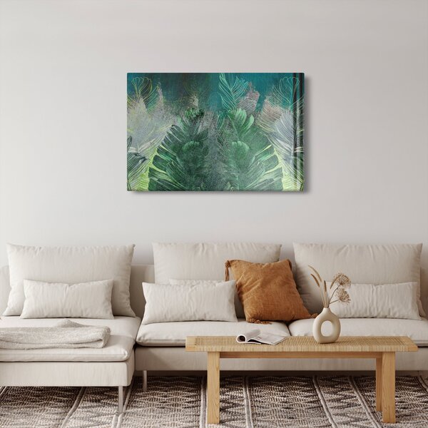 Kép - Beton textúra levelekkel (90x60 cm)