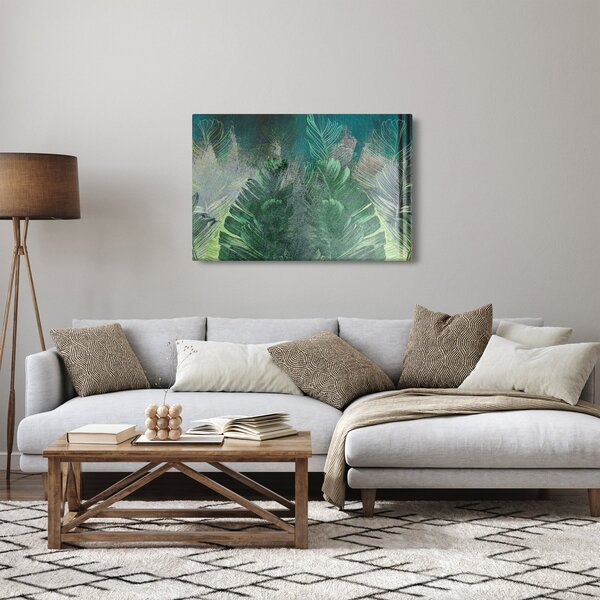 Kép - Beton textúra levelekkel (90x60 cm)
