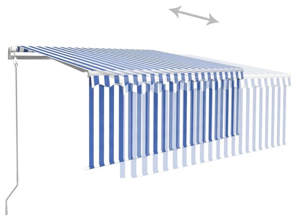 Kék és fehér automata napellenző redőnnyel 3 x 2,5 m
