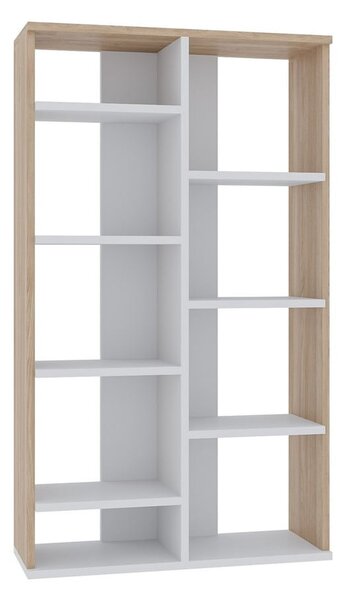 Fehér-natúr színű könyvespolc tölgyfa dekorral 72x124 cm Keota – Kalune Design
