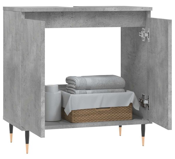 Betonszürke szerelt fa fürdőszobaszekrény 58x33x60 cm