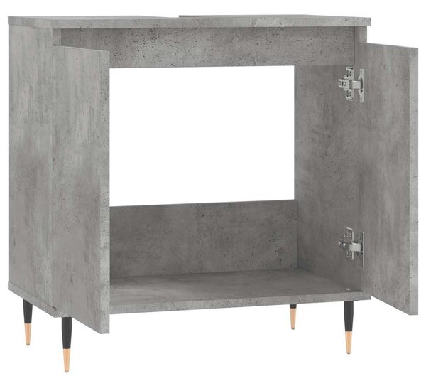 Betonszürke szerelt fa fürdőszobaszekrény 58x33x60 cm
