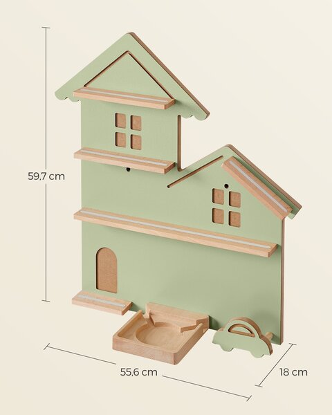 Toniebox polc, fali polc 35 figurának, gyermek polc, zöld
