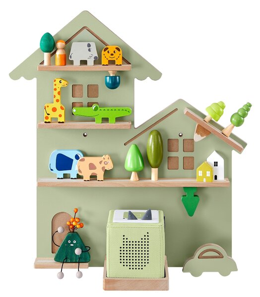 Toniebox polc, fali polc 35 figurának, gyermek polc, zöld