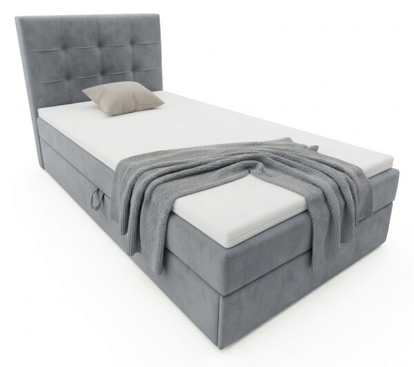 Kárpitozott boxspring ágy DIRELIS TRINITY 90x200 cm szürke Matrac: Bonell rugós matrac