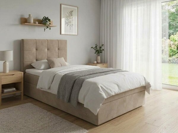 Kárpitozott boxspring ágy DIRELIS TRINITY 90x200 cm bézs Matrac: Bonell rugós matrac
