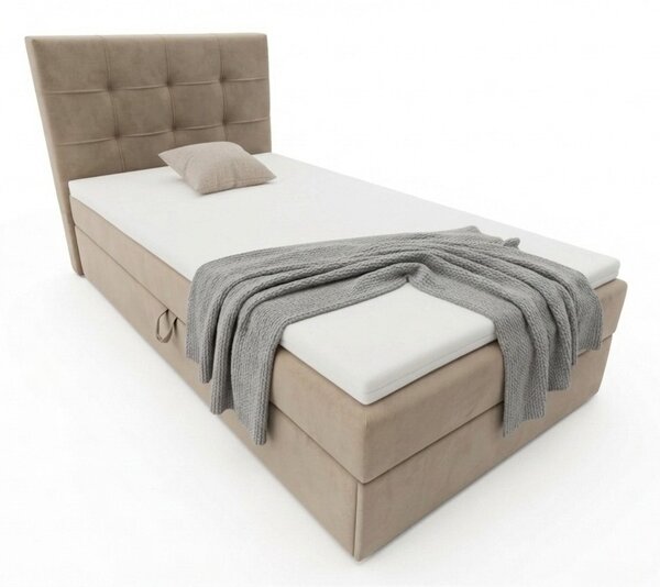 Kárpitozott boxspring ágy DIRELIS TRINITY 90x200 cm bézs Matrac: Bonell rugós matrac