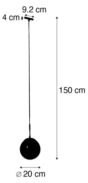 Art Deco függőlámpa fekete füstüveggel 1 fázisú sínadapterrel - Slimline Flore