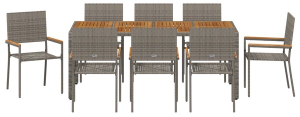 Kert étkező szett 9 pcs Szürke polirattan