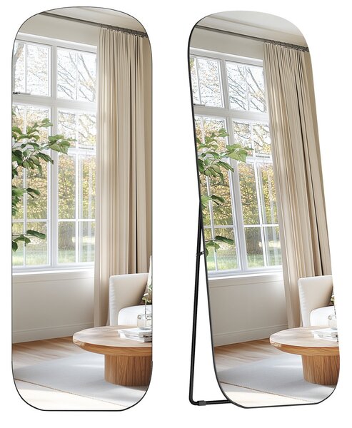 SONGMICS 160 x 50 cm álló tükör alumínium kerettel edzett üveg tintafekete
