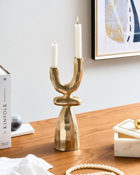 Gyertyatartó KRADENIK Fém 33 cm Arany