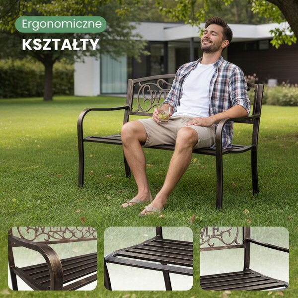 AKORD Irys Fém Kerti Pad Bronz Welcome Felirattal