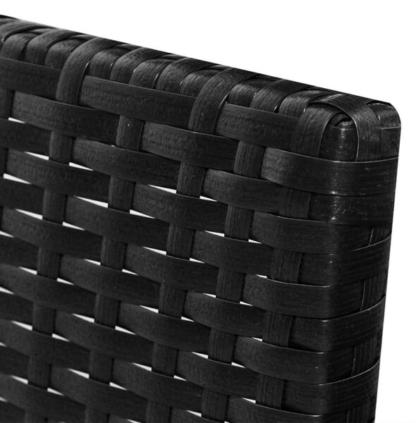 3 részes fekete polyrattan kerti bútorszett párnákkal
