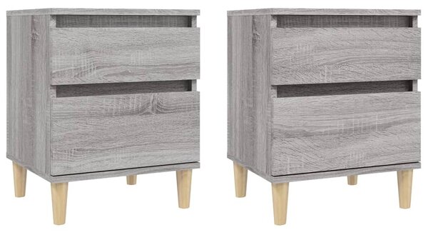 2 db szürke sonoma színű éjjeliszekrény 40x35x50 cm