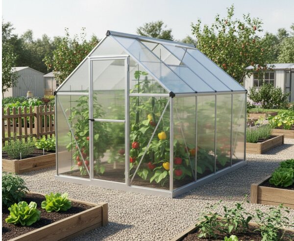 Üvegház LANITPLAST SARANA 6x8 PC 4 mm ezüst színű LG4275