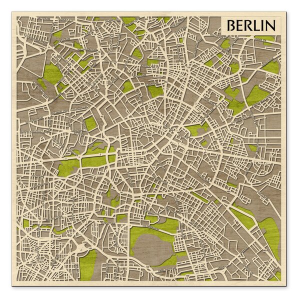 Berlin 3D fa várostérkép fali dekoráció – Natura Products
