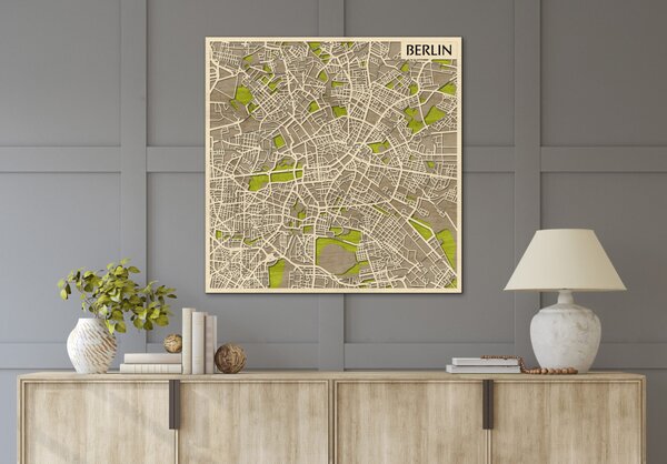 Berlin 3D fa várostérkép fali dekoráció – Natura Products