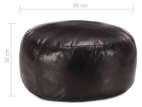 Fekete valódi kecskebőr puff 60 x 30 cm
