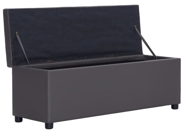 Szürke műbőr pad tárolórekesszel 116 cm