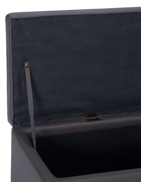 Szürke műbőr pad tárolórekesszel 116 cm