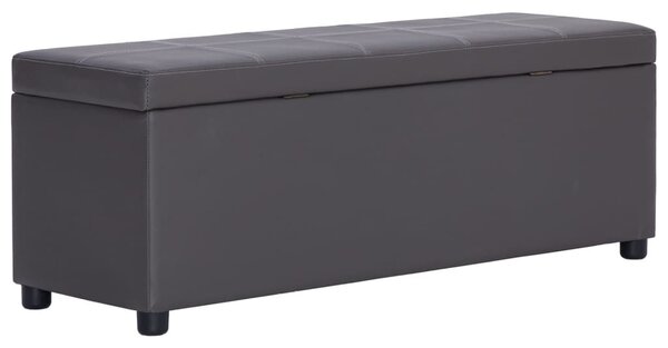 Szürke műbőr pad tárolórekesszel 116 cm
