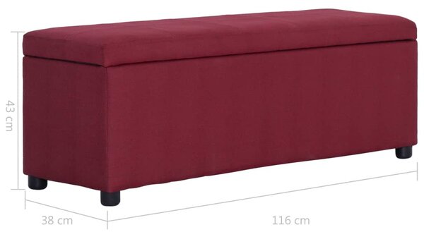 Bordó poliészter pad tárolórekesszel 116 cm